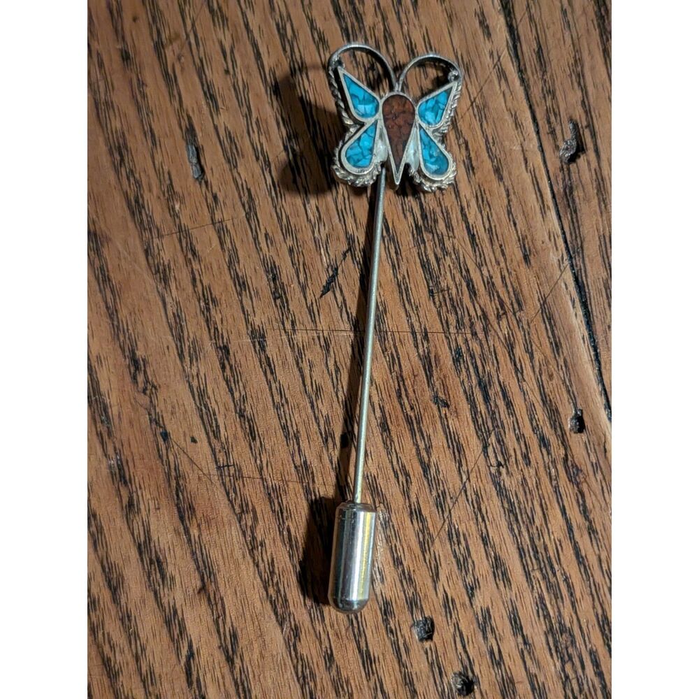 Sterling Turquoise Inlay Stick Pin